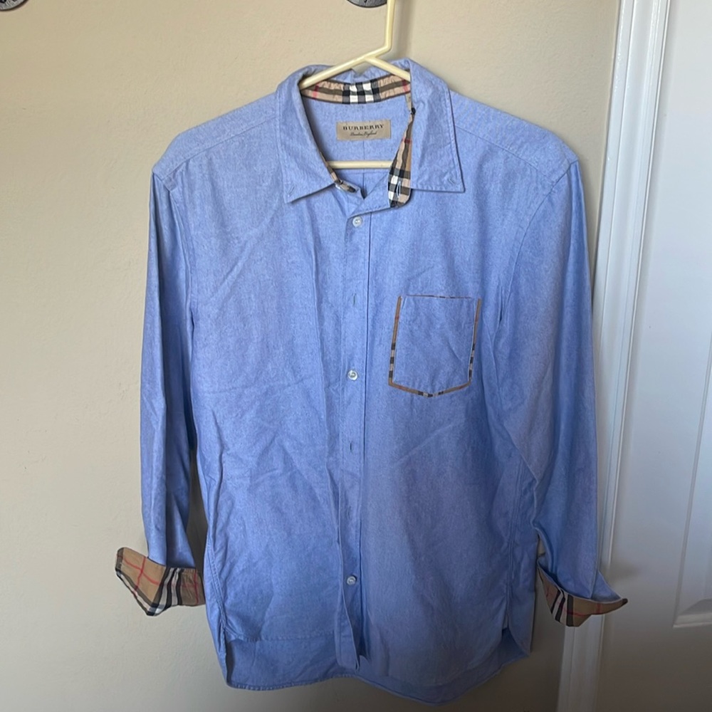 BURBERRY Men’s Denim Blue Button Down